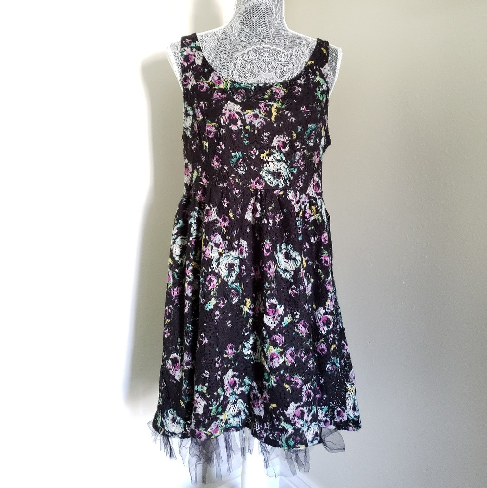 Black Tulle Floral Dress